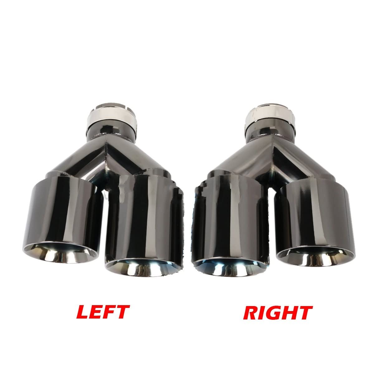 1 Paar Titan Schwarz Auto Universal Edelstahl Doppelrohr Auspuff Tipps Endrohr Auspuff (Size : IN 67 Out 101 MM)