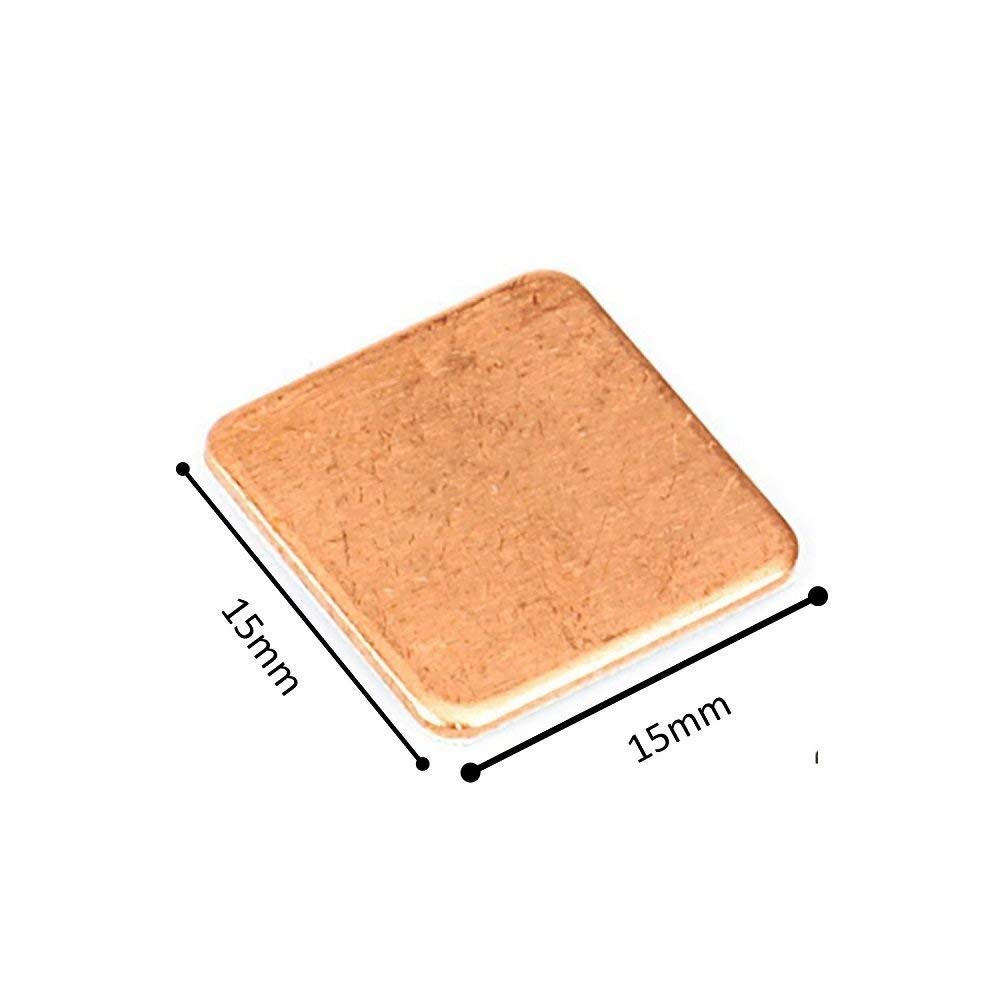 Easycargo 20pcs Heatsink Copper Pad Shims 15mmx15mm for Cooling Laptop GPU CPU IC Chips VGA RAM (15x15x1.8)