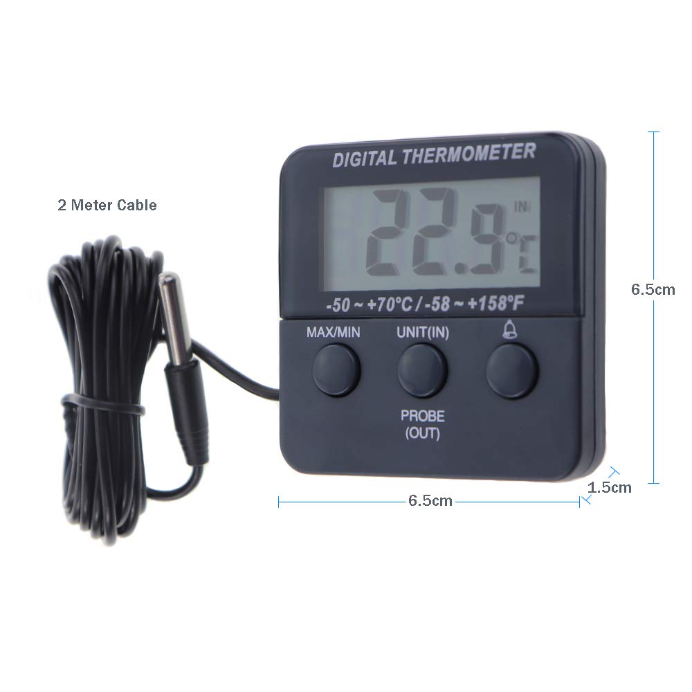 Lot de 2 thermomètres numériques réfrigérateur avec alarme température max/min - Thermomètre congélateur pour surveillance aliments réfrigérés