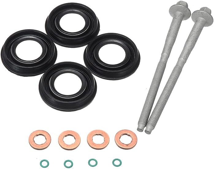 14Pcs/Pack Metal Fuel Injector Seals Washers Rubber O Rings Bolts Fuel Inject Seals Repair Tool for F0RD Transit MK7 2.2 TD-CI