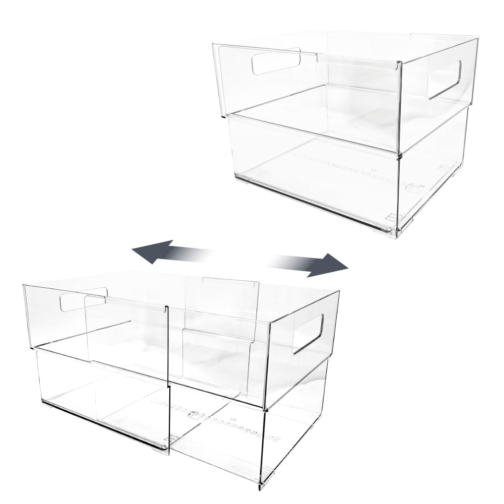 Photo 1 of Isaac Jacobs Clear Expandable Storage Bins - 2-Pack X-Large