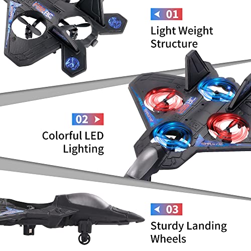 V&V.fashyi F22 Raptor Rc Plane Kit, Foam Rc Airplanes For Kids 8-12, Remote Control Airplanes For Adults Outdoor, Flying Airplane Toy Remote Control, Cool Lights, Stunt Roll, 2 Battery #TOP5