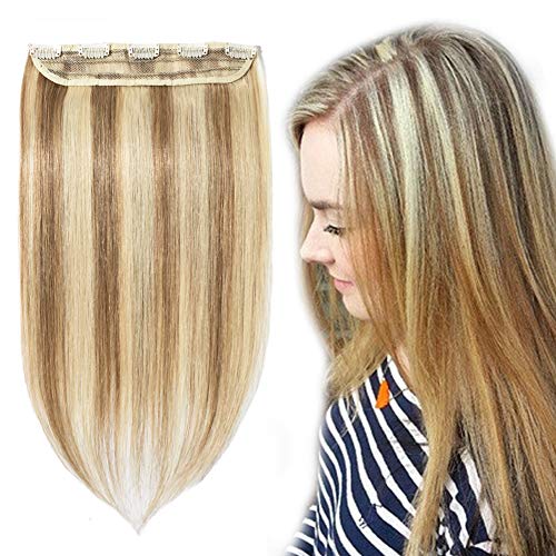 Golden Brown Bleach Blonde 14 inch Long Straight Soft Human Hair 1pc 45g #12&613