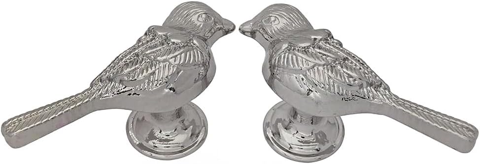 2 Pcs Birds Cabinet Knobs, Vintage Decorative Bird Knob Pull, Metal Zinc Alloy Single Hole Handles for Home Cupboard Door Drawer Dresser Bedroom Kitchen Decor Handle (Silver)
