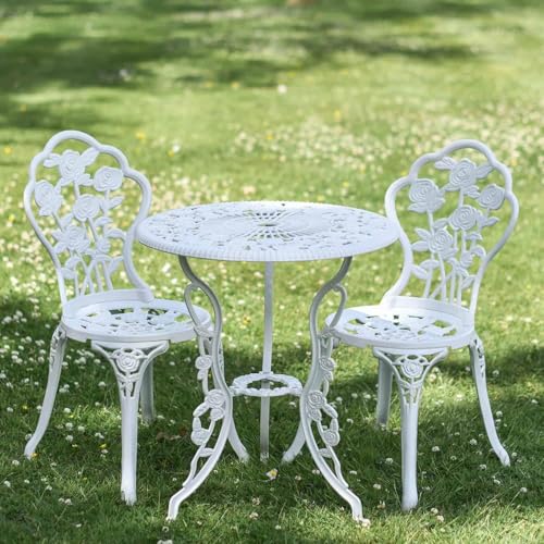 Black Country Metal Works Classic White Blossom Two Seater Bistro Set