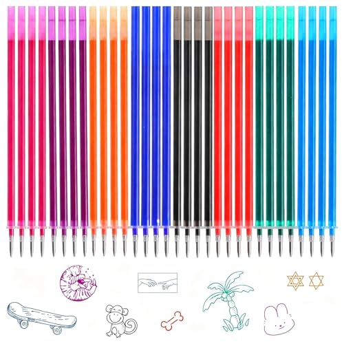 32 Stück Radierbare Ersatzminen Kompatibel mit Legami 0.7mm Höhe 13 cm Tintenroller Radierbar Einfach zu radieren Tintenroller Radierbar Nachfüllminen für Radierbare Stifte (Farbmischung-32)