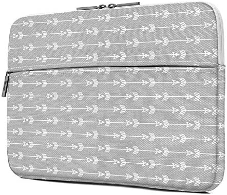 iLeadon 13 inch Laptop Sleeve with Pocket, Grey Arrow Pattern Canvas Laptop Carrying Case Compatible 13.3 inch MacBook Air Pro Retina Surface Chromebook 12.9-inch iPad Pro Tablet Case, Gray Arrow