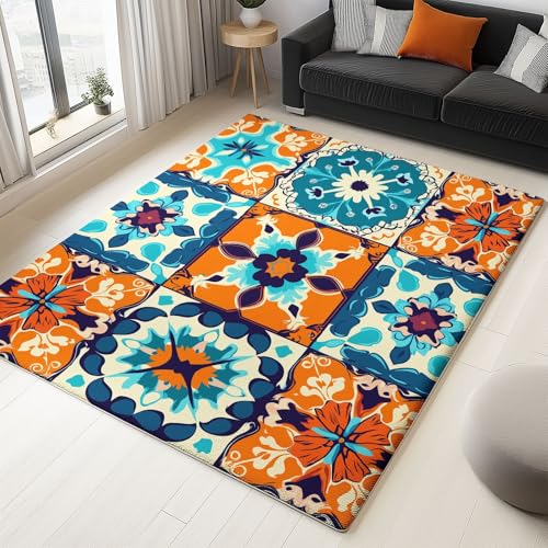 Tapis de salon patchwork mosaïque marocain coloré 120 x 180 cm