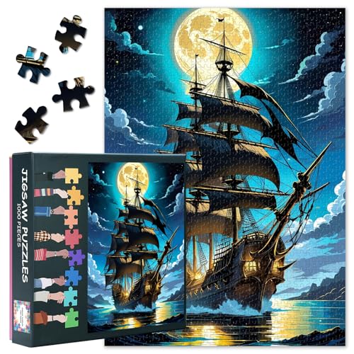 Rompecabezas para adultos de barco pirata: regalo único de decoración para sala de 1000 piezas