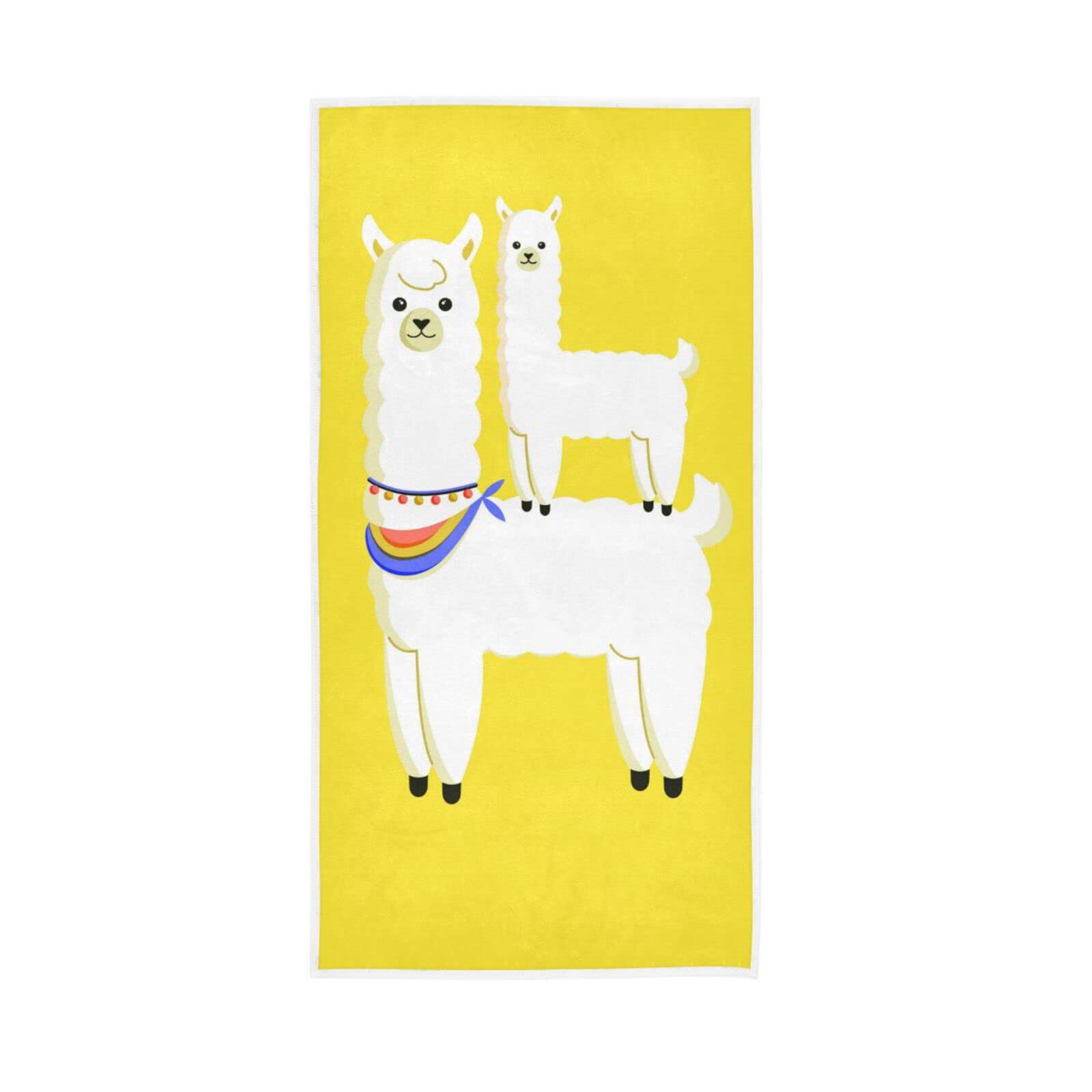LSRCPD Hand Towels Cute Llama Alpaca Print Decor Fingertip Soft Face Towel Absorbent Bathroom Kitchen Towels