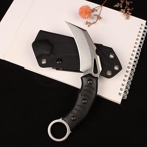 Miniatura 7 de MASALONG Cuchillo de garra kni252, táctica de hoja fija para supervivencia al aire libre con prevención de óxido súper duro (plata)