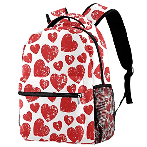 Sac à dos décontracté rétro femme multicolored imprimé cœur grand compartiment urbain