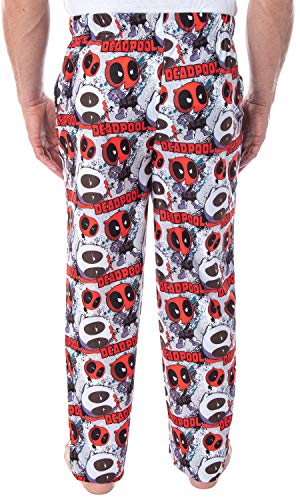 Marvel Men's Deadpool Heads Will Roll! Chibi Character Print Adult Sleep Lounge Pajama Pants3