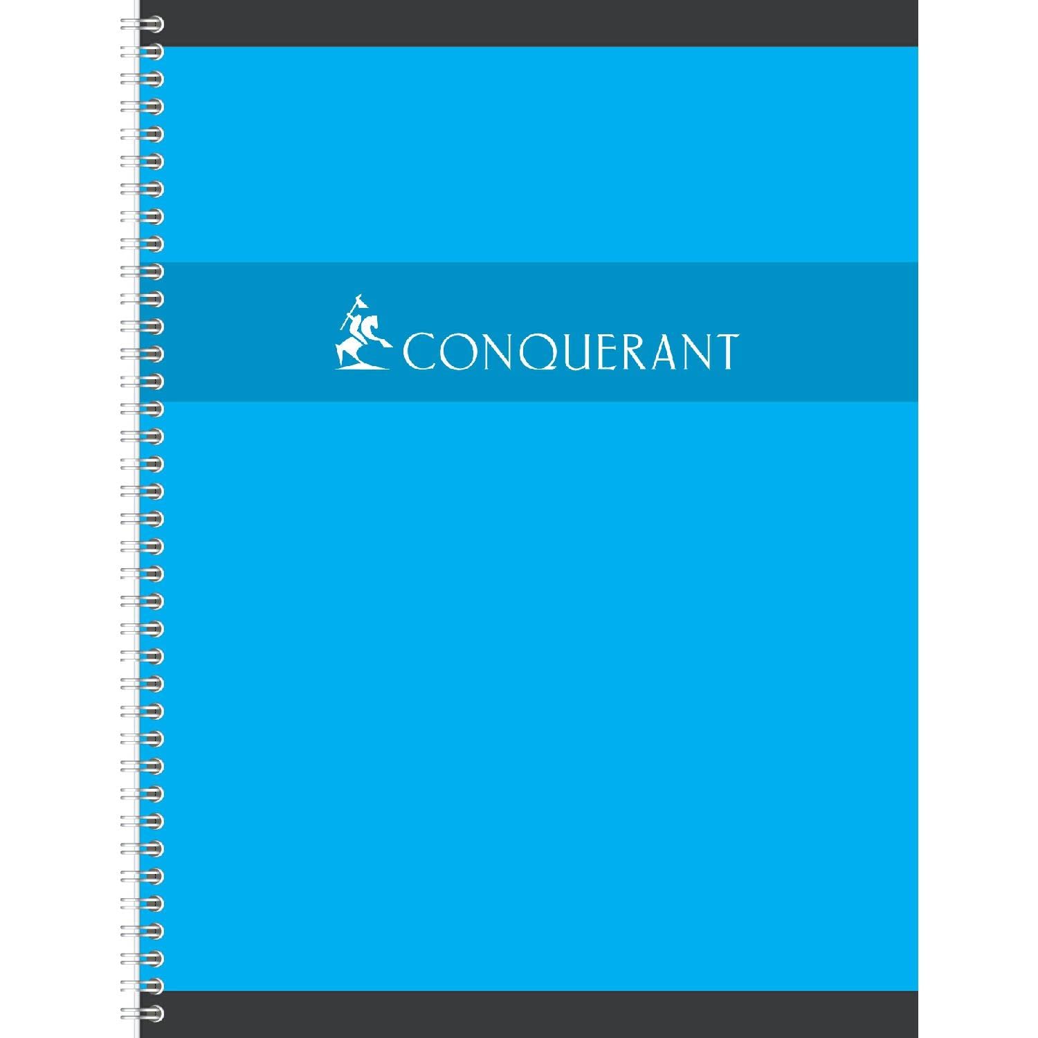 CONQUÉRANT Lot de 10 Cahiers Spiralé 24x32CM 100p 70g grands carreaux coloris aléatoires