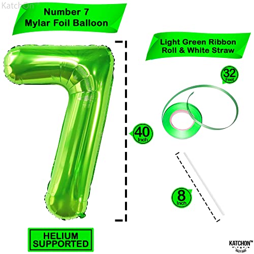Image of KatchOn Giant Light Green Number 7 Balloon - 40 Inch |7th Birthday Balloon