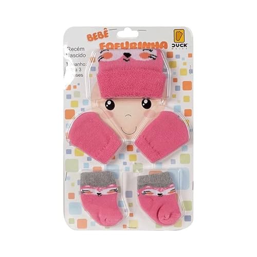 Kit Fofurinha Touca Luva Meia RN Duck Menina - Envio Aleatório