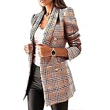 💙 【DESIGN】 Langarm-Anzugjacke für Damen, elegante Strickjacke, einfarbig, langärmelige Herbstdünnjacke, Sie können das Oberteil morgens oder abends bei kaltem Wetter kombinieren, Sie können es auch als Freizeitjacke verwenden.