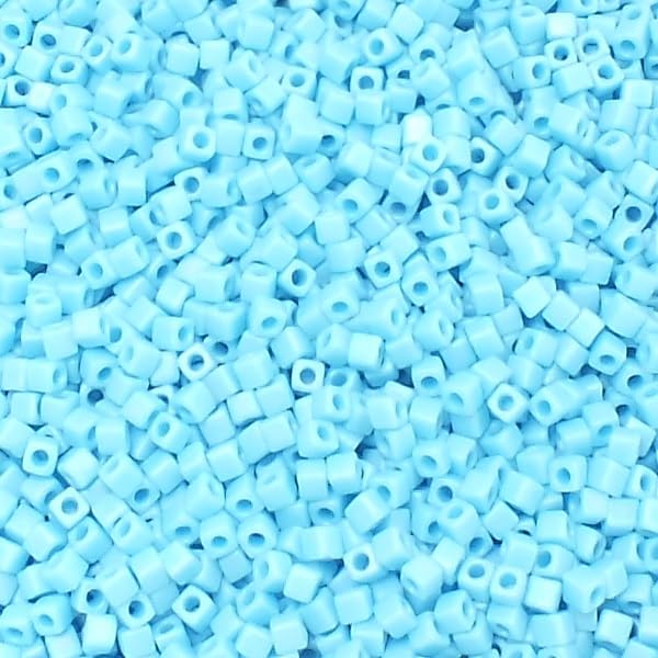 5 g Miyuki Square Beads, Size Square 1.8 mm, Opaque Rainbow Frosted Blue Turquoise (# 413FR), Japan, Glass
