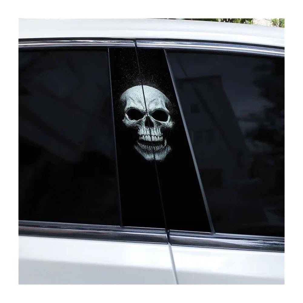 Decorative Items 2pcs Evil Skull Car Door Pillar Decoration Sticker DIY Cover Scratch Car Decal(Type A)
