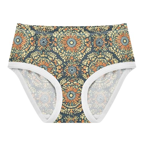 ZZKKO Retro Mandala Yellow Pattern Girls Underwear Toddler Panties for Girls Comfort Brief Size 2-8T