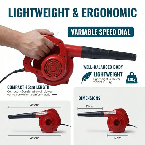 Image of Delivery Pax 750W Electric Air Blower Machine | Variable Speed Blower Fan for Cleaning | Air Blower for Dust Cleaner for Home | Electric Blower | Air Blower with Speed Controller | Free Extension Cord