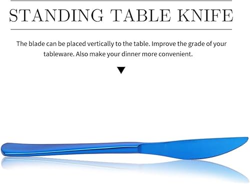 Miniatura 3 de Juego de cubiertos de Dinerware resistente, 20 piezas, color azul, utensilios de cocina de acero inoxidable para 4