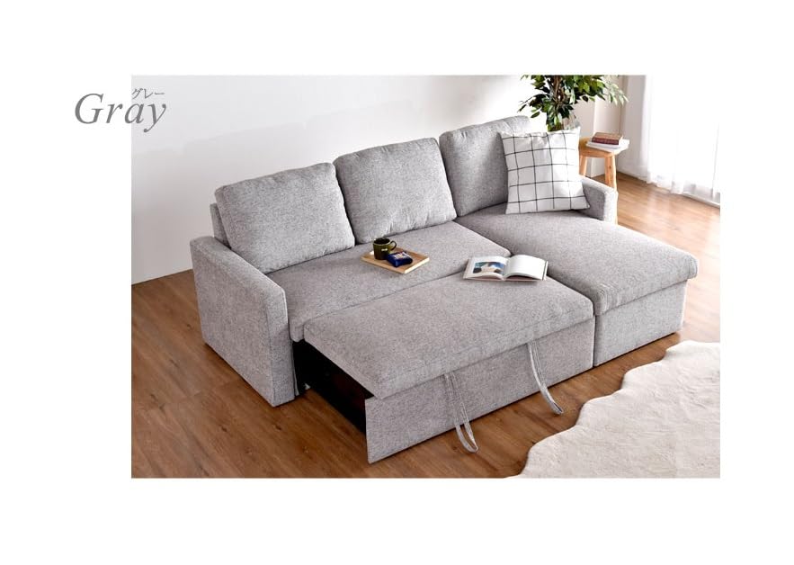 Amazon｜跳ね上げ式 収納付き 3人掛け ソファー l字 ファブリック 3P