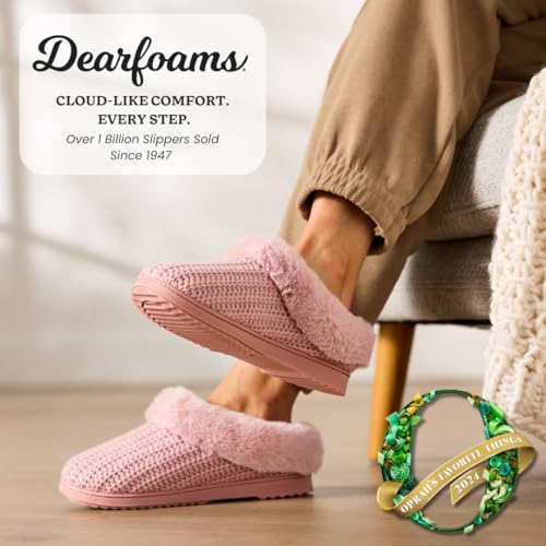Image of Dearfoams Women's Memory Foam Cozy Soft House Slippers Gifts for Women Hannah Knit Clog House Shoes