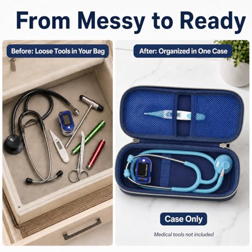 Image of ALKOO Stethoscope Case for 3M Littmann Classic III /Cardiology IV, RoyalBlue | for MDF Acoustica Stethoscopes, for Nurses, Doctors, Nursing School Essentials, Students, Clinic, EMS, Travel, Hard Bag Only