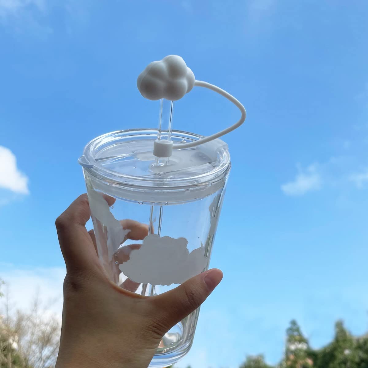 Couvre Pailles Silicone Réutilisable Couvercles De Paille Réutilisables - 4 Pièces Nuage Anti-poussière Pour Pailles 10mm Pailles Réutilisables