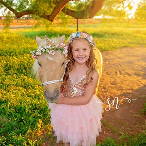 Cilucu Girls Dress Toddler Kids Party Dress Sequin Tutu Pageant Lace Dresses Gown for Flower Girl Baby Rose Gold/Pink Peach4