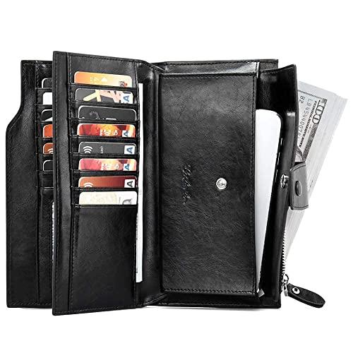 Bostanten Women Leather Handbag Designer Top Handle Satchel Shoulder Bag Crossbody Purses Black And Womens Leather Wallets Rfid Blocking Large Capacity Credit Card Holder Phone Clutch Black #TOP5