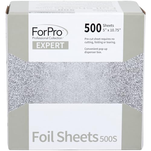 ForPro Professional Collection Expert Embossed Foil Sheets 500S, Aluminum Foil, Pop-Up Foil Dispenser, Hair Foils for Color Application and Highlighting Services, Food Safe, 5"W x 10.75"L, 500-Count - Thumbnail 4
