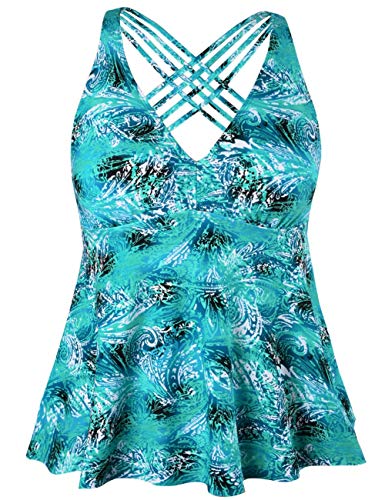 Firpearl Damen Tankini Badeanzüge Cross Back Flowy Swim Tops bescheidene Bademode Cover