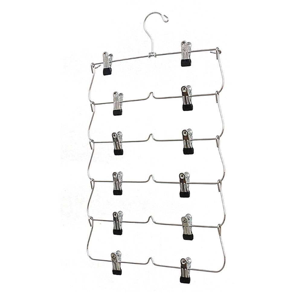 Genérico Percha Plegable De Seis Niveles, De Metal para Ahorrar Espacio | Organizador De Armario Portátil Para Colgar Faldas Y Pantalones, Con Capacidad Para Colgar Hasta 6 Prendas