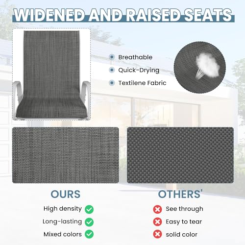 Image of Amopatio Patio Chairs Set of 6, Stackable Outdoor Dining Chairs for All Weather, Silver Frame Outdoor Chair Garden Furniture for Backyard Deck(Dark Grey)
