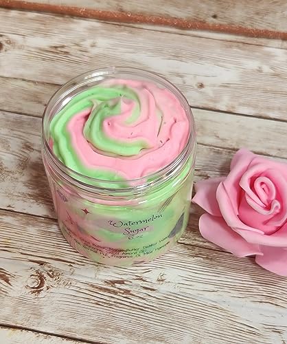 Generic Watermelon Sugar Whipped Emulsified Body Butter. Handmade Shea & Mango Butter Luxury Body Frosting. All Natural Body Butter cover