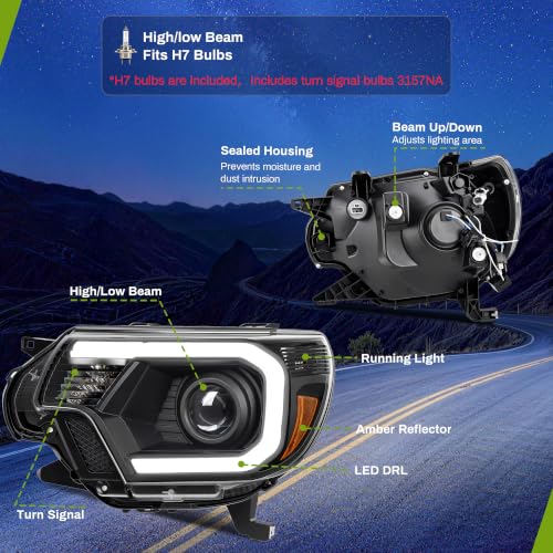 AUTOSAVER88 Projector Headlights Compatible with 12-15 Tacoma LED DRL Black by AUTOSAVER88 - Used condition - Image 3