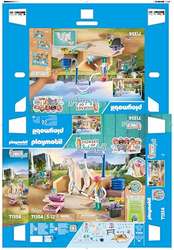 Playmobil 71354 Isabella & Lioness avec Aire de Lavage pour Chevaux - Horses of Waterfall - fabriqué avec Plus de 80% de matériaux recyclés ou biosourcés en Moyenne. Dès 5 Ans