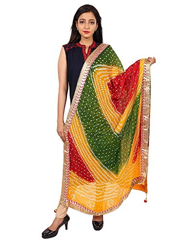 Image of Lifestyle Art Silk Embellished Women's Dupatta Bandhani Bandhej Jaipuri Rajasthani Dupatta