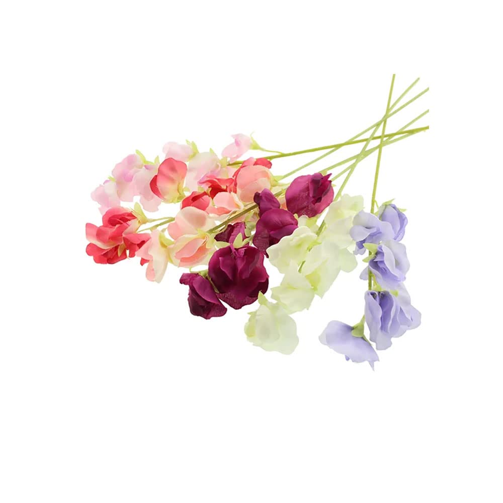 Floristrywarehouse Cerise Bunch Of 6 Faux Silk Sweetpea Stems Assorted Lilac, White, Pink 49Cm/19In