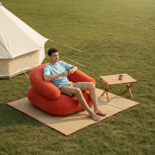 Sofá inflable portátil fácil de inflar para solucionar la falta de asientos 4