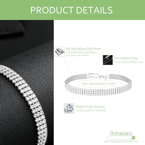 Silver Cubic Zirconia Choker Necklace for Women, 18K Real Gold Plated Faux Diamond Choker Necklaces for Girls, Bling Rhinestone Jewelry Gift for Prom Wedding Bridal Bridesmaids - Image 5