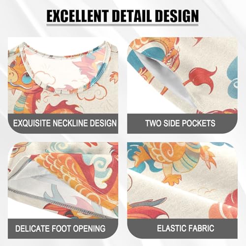 ALAZA Beautiful Dragon Cloud Pajamas Short Sleeve 2 Piece Sleepwear Top and Bottom Pajama Set Unisex4