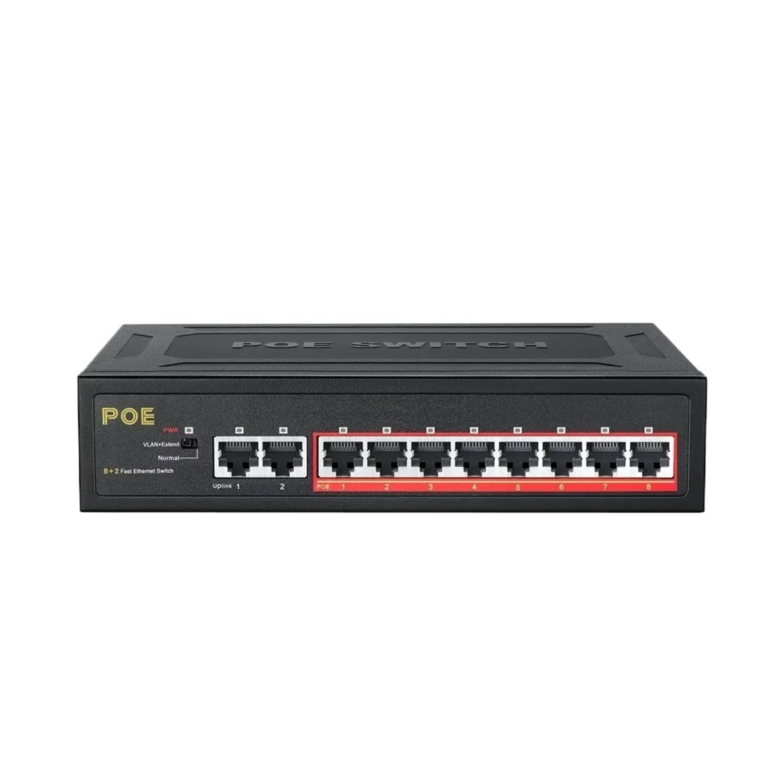 Commutateur POE TE204 commutateur réseau POE 10 Ports 100 Mbps Alimentation intégrée 52 V 93 W 8 + 2 commutateur Ethernet Rapide VLAN