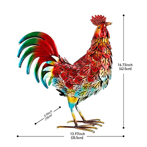 chisheen Rooster Decor Metal Yard Art Sculpture Chicken Outdoor Garden Statues - Thumbnail 2