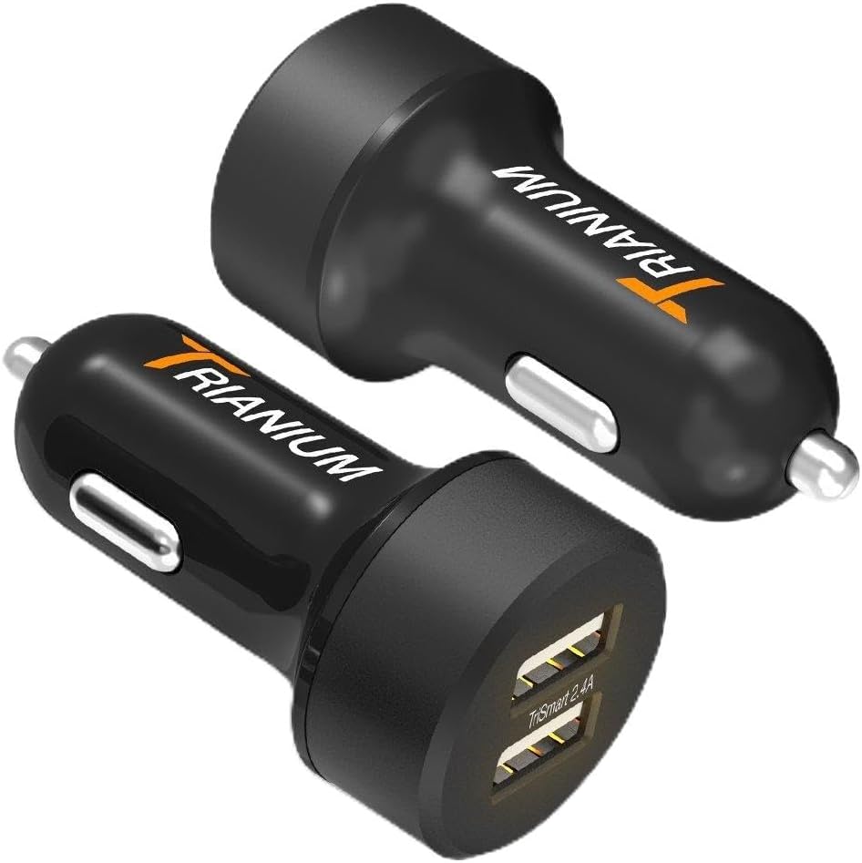 Trianium Car Charger 24W (2 Pack) Dual Charger Adapter, AtomicDrive SmartUSB Compatible iPhone 12 11 Pro Max/XR/XS Max/X/8/7/6s/6 Plus, iPad Pro/Air2/Mini,Galaxy S20,Note,LG,Nexus,HTC,Huawei,and More Trianium Car Charger 24W (2 Pack) Dual Charger Adapter, AtomicDrive SmartUSB Compatible iPhone 12 11 Pro Max/XR/XS Max/X/8/7/6s/6 Plus, iPad Pro/Air2/Mini,Galaxy S20,Note,LG,Nexus,HTC,Huawei,and More