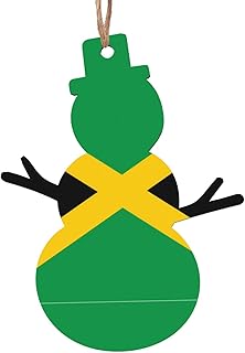 Suitable for Christmas Wall, Door and Window Christmas Tree, Flag of Jamaica Christmas Tree Snowman Ornaments, 6 Pieces of Christmas Wooden Snowman Ornaments