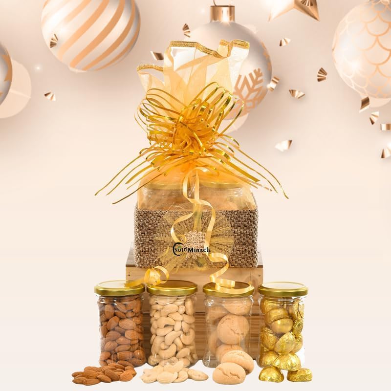 Image of NUTRI MIRACLE Dry Fruits Gift Box for Congratulations Celebration | Nuts Gift Pack for Engagement, Birthday & Wedding Moments
