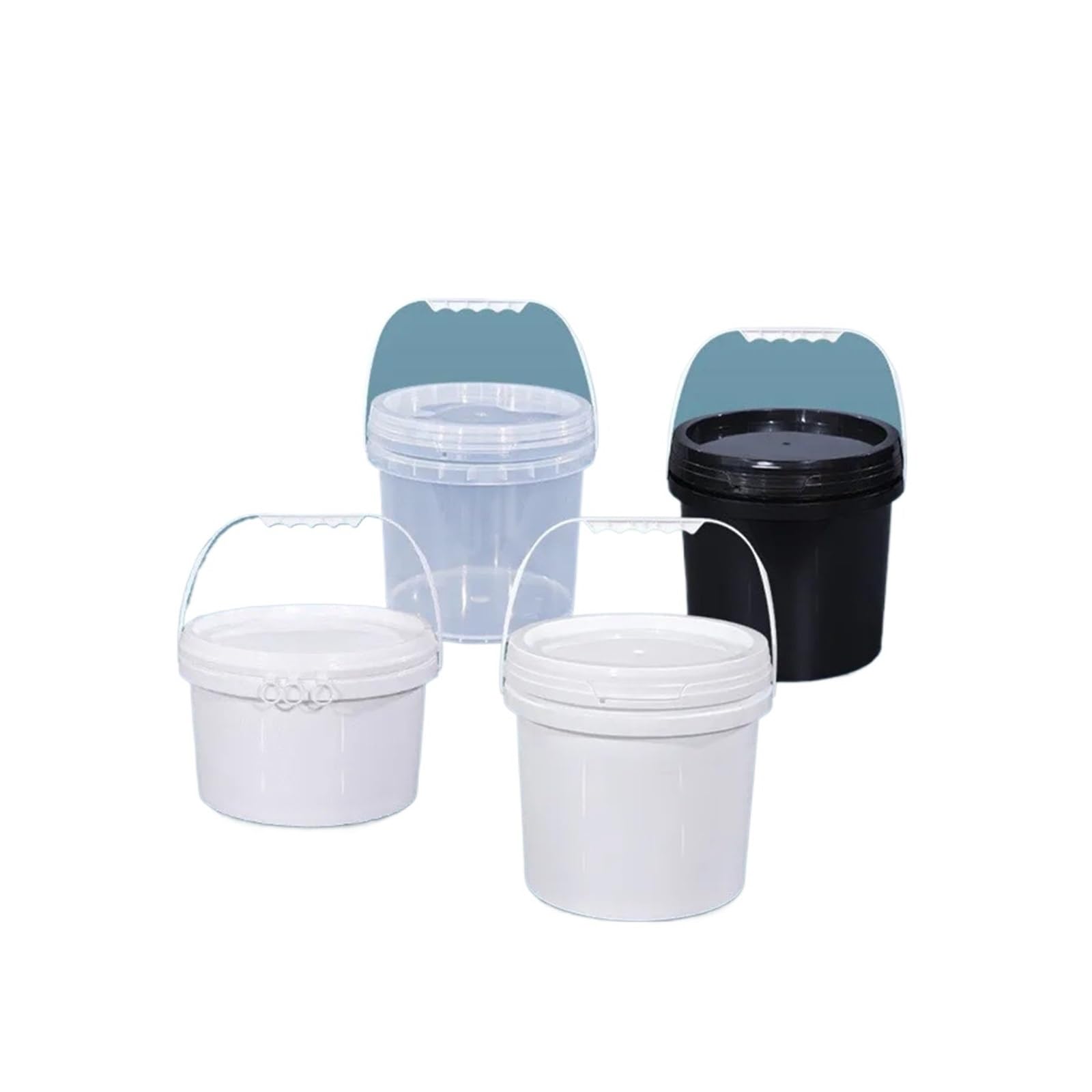 Cubos De Pintura De Plástico Cubo de plástico de 2 Piezas con asa y Tapa. | Contenedor de almacenamiento redondo hermético vacío de 5 litros(Clear)